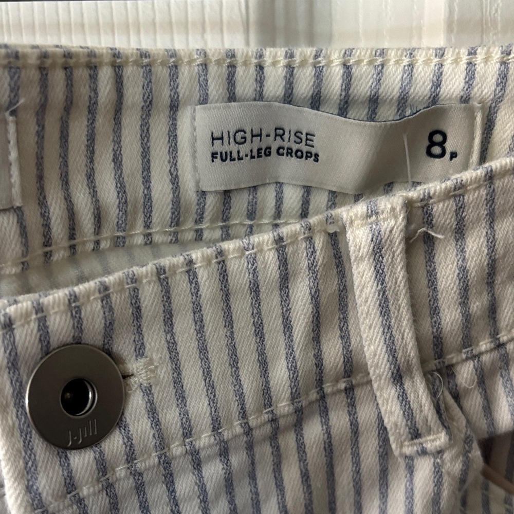 J. Jill High Rise Striped Jeans - White and Gray - Picture 2 of 6